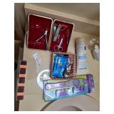 Vintage Manicure Set Velvet Case Toiletry Lot