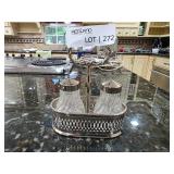 Silverplate Cruet Stand Swirl Glass S&P Set
