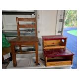 Woolrich Step Stool & Oak Child Chair Lot
