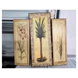 Botanical Triptych MDF Panels Palm Orchid