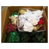 Christmas Lot Pre-Lit Garland Ornaments Ribbon