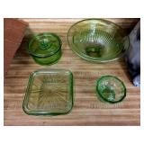 Depression Green Uranium Glass 7pc Lot