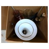 Lamp Shades Hurricane Glass Brass Frames Lot