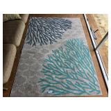 Contemporary Coral Motif Synthetic Rug 5x7