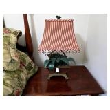Tole Palm Tree Lamp Beaded Shade Urn Base
