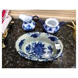 Chinese Blue White Transferware 3pc Bowl Set