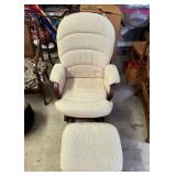 Chenille Glider Rocker and Ottoman Mahogany