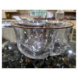 MCM Quatrefoil Glass Bowl Amber Rim Band