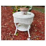 Victorian Revival White Wicker 2-Tier Table