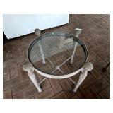 Cast Metal Glass Top Side Table Late 20th C