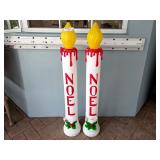 NOEL Blow Mold Candles Pair 39in Plastic