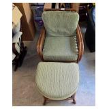 Rattan Lattice Lounge Chair and Ottoman 1980s