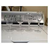 Etched Glass Cordial Stemware Lot of 4