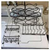 Bronze Finish Metal Wine Rack Kitchen Set