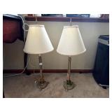 Pair Cast Metal Candlestick Buffet Lamps 34in