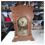 Antique Oak Gingerbread Mantel Clock