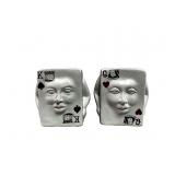 Ceramic Playing Card Themed Bookends