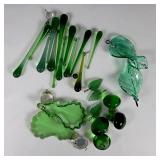 Vintage Green Glass Chandelier Prisms