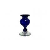 Cobalt Blue Hand Blown Glass Candlestick