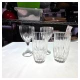 Group of Ribbed Clear Glass Drinkware