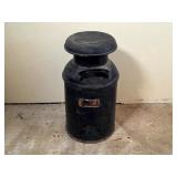 Vintage Painted Metal Milk Can with Rust Damage