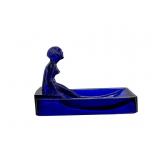 Art Deco Cobalt Blue Glass Figural Dish