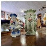 Vintage Floral Glazed Ceramic Vases