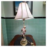 Porcelain Cherub Figural Table Lamp