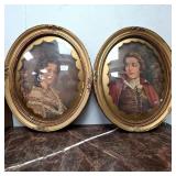 Vintage Oval Framed Embellished Portraits