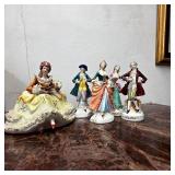 Porcelain Courtly Figurines with Lace Detail