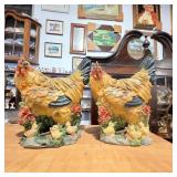 Polychrome Resin Chicken Figurines