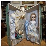 Vintage Doll Trunk with Doll and Clothes