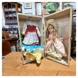 Vintage Doll Trunk Wardrobe with Doll
