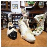 Vintage Porcelain Decorative Shoe Figurines