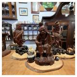 Carved Wooden Asian Figures Collection