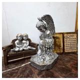 Silver Painted Angel Cherub Plaque Group