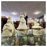 Porcelain Figurine Trinket Boxes and Bell Lot