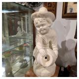 Vintage White Plaster Boy Fountain Statue