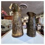 Vintage Embossed Brass Tavern Pitchers