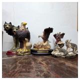 Assorted Wildlife Eagle & Wolf Resin Figurines