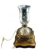Vintage Glass and Metal Hurricane Lamp