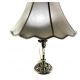 Vintage Brass Two Light Table Lamp with Shade