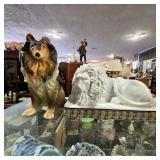 Ceramic Dog and Lion Figurines