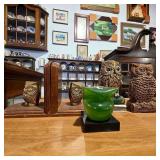 Brass Owl Bookends and Various Owls