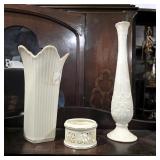 Lenox Ivory Porcelain Vases and Holder