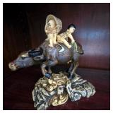 Children Riding Water Buffalo Figurine