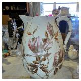 Large Vintage Ceramic Magnolia Pitcher