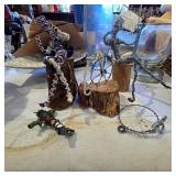 Group of Handmade Wire Sculptures on Wood