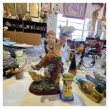 Vintage Boy with Bird Figurines