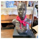Bronze Bust Sculpture Signed Elena
